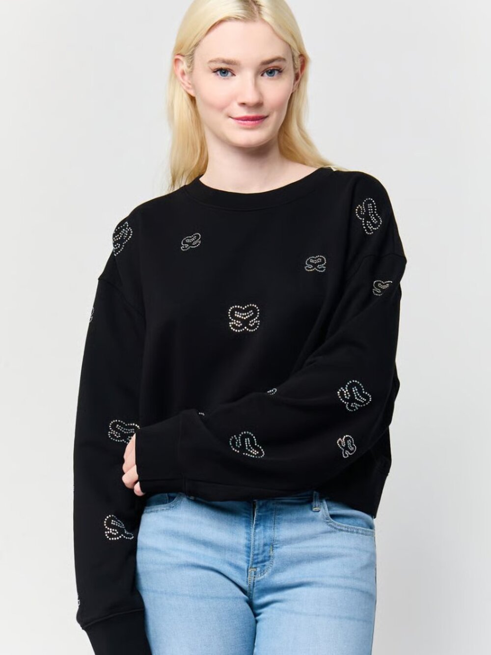 Sandro Logo-embellished Cropped Sweatshirt In Black. Size 4 (or L). EUC